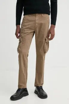 Superdry pantaloni barbati, culoarea bej, cu fason cargo, M7011132A-9VF imagine