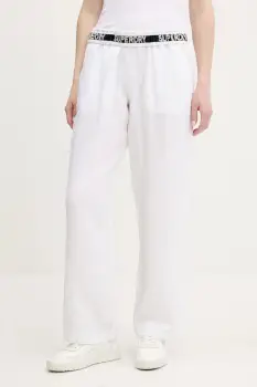 Superdry pantaloni din in culoarea bej, lat, high waist, W7011182A-04C imagine