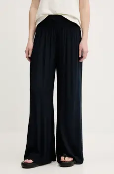 Superdry pantaloni femei, culoarea albastru marin, lat, high waist, W7011181A-98T imagine