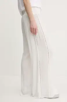 Superdry pantaloni femei, culoarea bej, lat, high waist, W7011181A-71D imagine