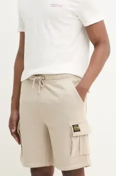 Superdry pantaloni scurti din bumbac barbati, culoarea bej, M7110480A-E4R imagine