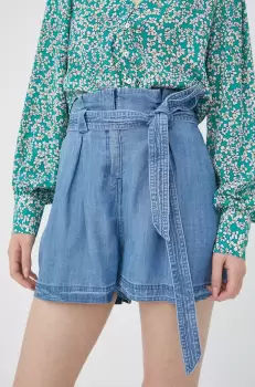 Superdry pantaloni scurti femei, neted, high waist imagine