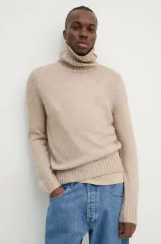 Superdry pulover barbati, culoarea bej, calduros, cu guler, M6110618A-2WG imagine