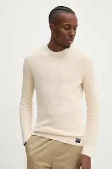 Superdry pulover de bumbac culoarea bej, M6110657A-6ZC imagine