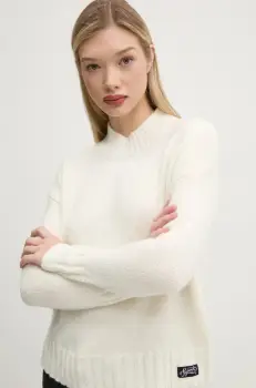 Superdry pulover din amestec de lana femei, culoarea bej, cu turtleneck, W6110551A-D2Y imagine