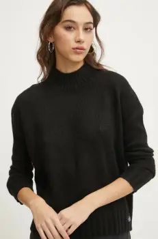 Superdry pulover din amestec de lana femei, culoarea negru, cu turtleneck, W6110551A-02A imagine