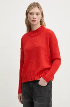 Superdry pulover din amestec de lana femei, culoarea portocaliu, light, cu turtleneck, W6110551A-1KC imagine