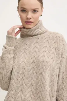 Superdry pulover femei, culoarea bej, cu guler, W6110580A-B2R imagine