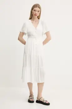 Superdry rochie culoarea alb, midi, evazati, W8011891A-71D imagine