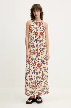 Superdry rochie culoarea bej, maxi, evazati, W8011954A-F7X imagine