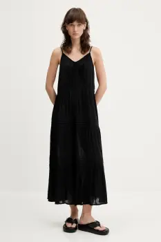 Superdry rochie culoarea negru, midi, evazati, W8011908A-02A imagine