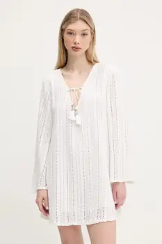 Superdry rochie din bumbac culoarea bej, mini, evazati, W8011933A-71D imagine