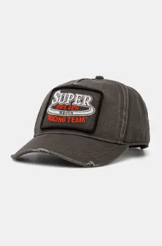 Superdry sapca de baseball din bumbac culoarea gri, cu imprimeu, W9010177A-02A imagine