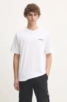 Superdry tricou din bumbac barbati, culoarea alb, cu imprimeu, M1012083A-T7X imagine