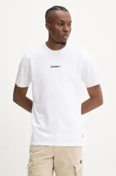 Superdry tricou din bumbac barbati, culoarea alb, cu imprimeu, M1012131A-U4Y imagine