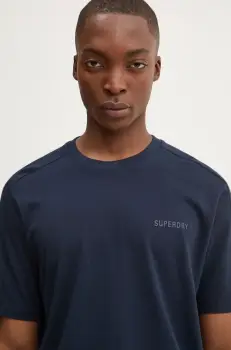 Superdry tricou din bumbac barbati, culoarea albastru marin, cu imprimeu, M1012083A-JKE imagine