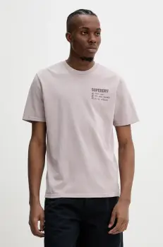 Superdry tricou din bumbac barbati, culoarea gri, cu imprimeu, M1012116A-HJH imagine