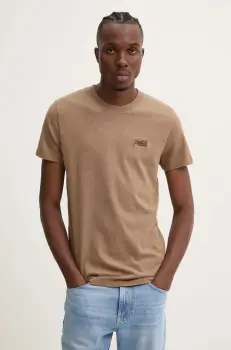 Superdry tricou din bumbac barbati, culoarea maro, neted, M1011245A-1KQ imagine