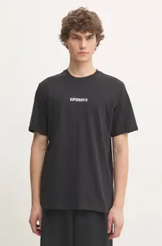 Superdry tricou din bumbac barbati, culoarea negru, cu imprimeu, M1012028A-02A imagine