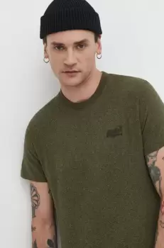 Superdry tricou din bumbac barbati, culoarea verde, melanj imagine