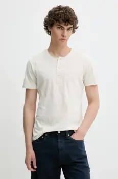 Superdry tricou din bumbac culoarea bej, uni, M1012185A-C1T imagine