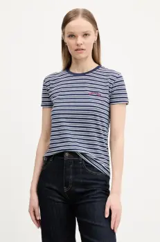 Superdry tricou din bumbac femei, culoarea albastru marin, W1011640A-2JL imagine