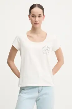 Superdry tricou din bumbac femei, culoarea bej, W1011613A-1KZ imagine