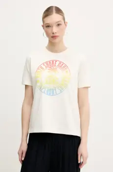 Superdry tricou din bumbac femei, culoarea bej, W1011614A-22C imagine