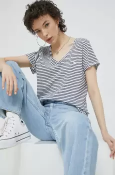 Superdry tricou femei, culoarea albastru marin imagine