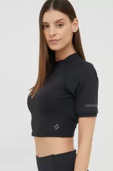 Superdry tricou femei, culoarea negru imagine