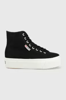 Superga tenisi femei, culoarea negru imagine