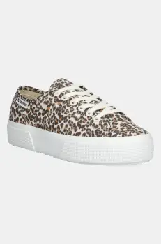 Superga tenisi PLATFORM LEOPARD PRINT LE culoarea maro, S2137ZW imagine