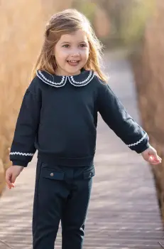 Tartine et Chocolat bluza copii culoarea albastru marin, neted, TZ15001 imagine