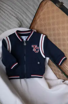 Tartine et Chocolat hanorac de bumbac pentru bebelusi culoarea albastru marin, cu imprimeu, TZ17001 imagine