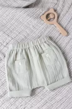 Tartine et Chocolat pantaloni scurti din bumbac pentru bebelusi culoarea turcoaz imagine