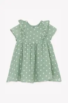 Tartine et Chocolat rochie din amestec de in pentru bebelusi culoarea verde, mini, evazati, CA30001 imagine