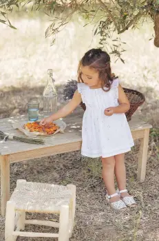 Tartine et Chocolat rochie din bumbac pentru bebelusi culoarea alb, mini, evazati imagine