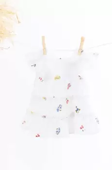 Tartine et Chocolat rochie din bumbac pentru bebelusi culoarea alb, mini, evazati imagine