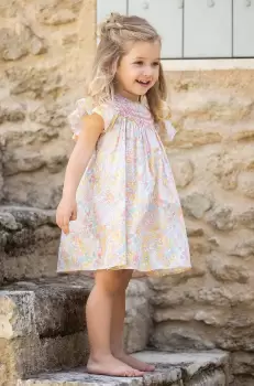 Tartine et Chocolat rochie din bumbac pentru bebelusi culoarea bej, mini, evazati imagine