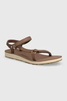 Teva sandale de piele Original Universal Slim Lea femei, culoarea maro, 1151031 imagine