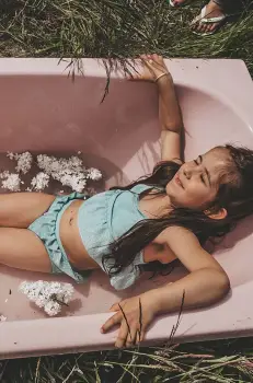 That's mine costum de baie pentru copii din doua piese Nona culoarea turcoaz imagine