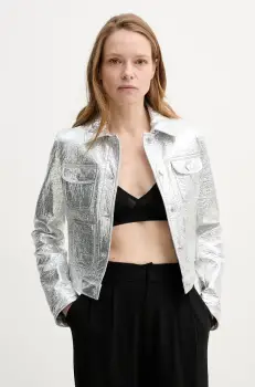 The Kooples geaca culoarea argintiu, de tranzitie, FBLO30008K imagine