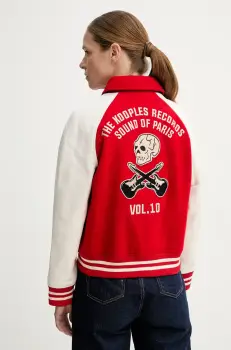 The Kooples geaca de lana culoarea rosu, de tranzitie, FCUI30001K imagine