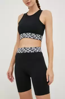 The Kooples pantaloni scurti femei, culoarea negru, neted, high waist imagine