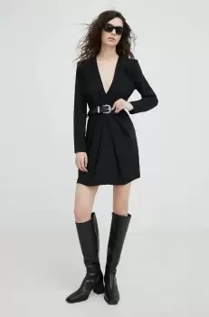 The Kooples rochie culoarea negru, mini, drept imagine