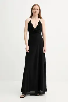 The Kooples rochie din amestec de matase culoarea negru, maxi, evazati, FROB30034K imagine