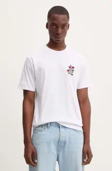 The Kooples tricou din bumbac barbati, culoarea alb, cu imprimeu, HTSC29036K imagine