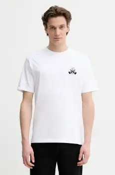 The Kooples tricou din bumbac barbati, culoarea alb, cu imprimeu, HTSC30029K imagine