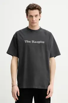 The Kooples tricou din bumbac barbati, culoarea gri, cu imprimeu, HTSC30020K imagine