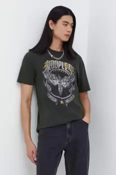 The Kooples tricou din bumbac barbati, culoarea verde, cu imprimeu imagine